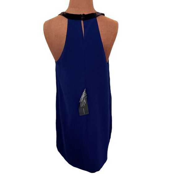 BCBG MaxAzria Imperial Blue "ROYA" Beaded Halter Shift Dress Size Medium NWOT - Picture 3 of 6